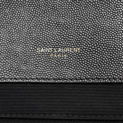 Saint Laurent Grain De Poudre Textured Mixed Matelasse Large Triquilt Monogram Satchel Black 6 of 10