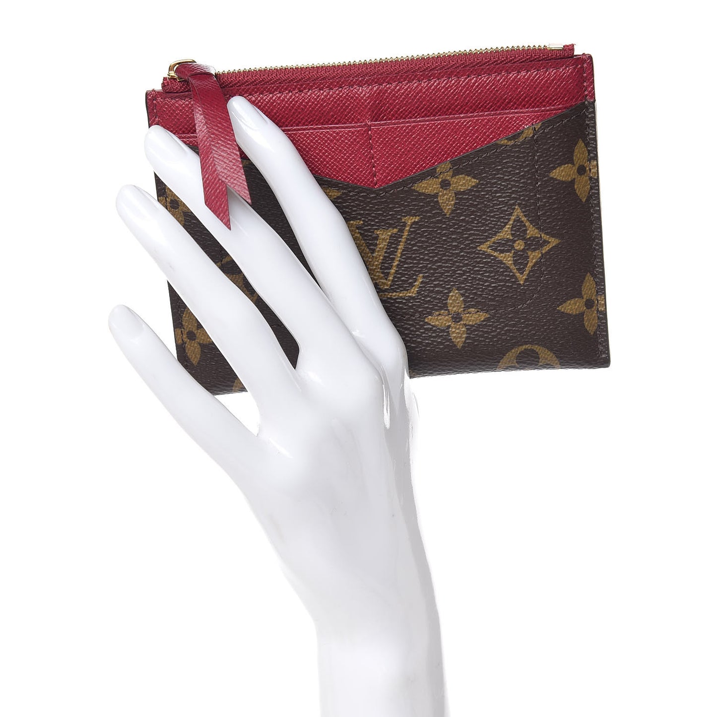 Monogram Zipped Card Holder Fuchsia