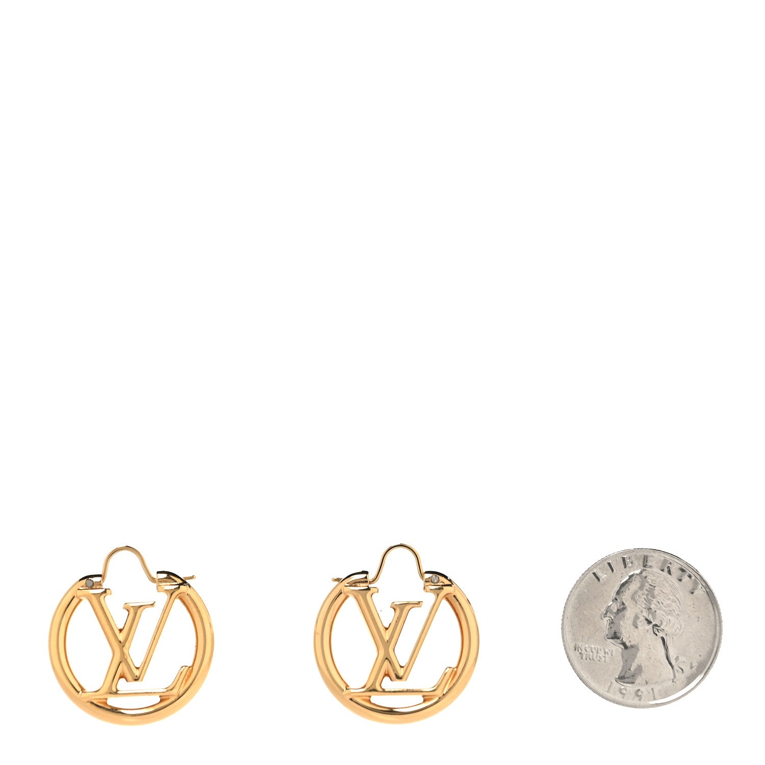 Louis Vuitton Metal Small Louise Hoop Earrings Gold 5 of 10