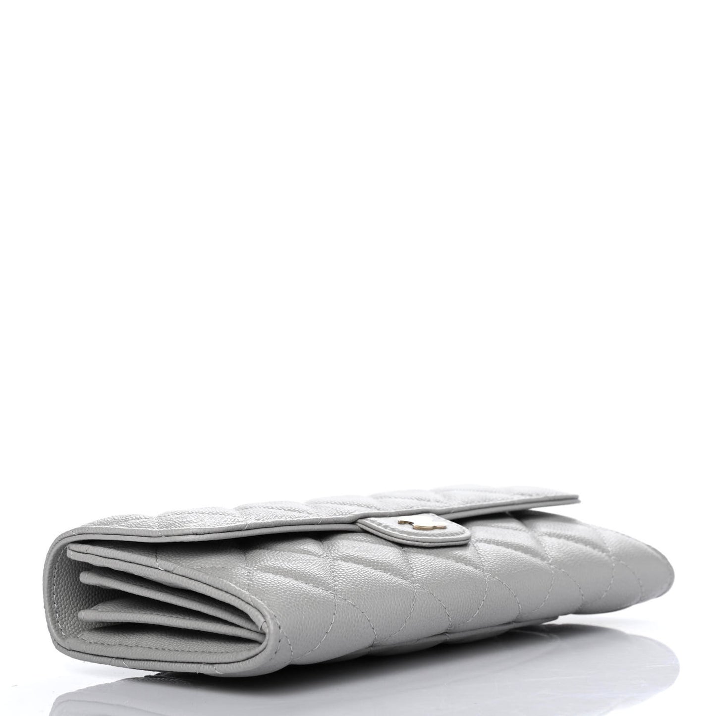 Caviar Quilted Large Flap Wallet Grey