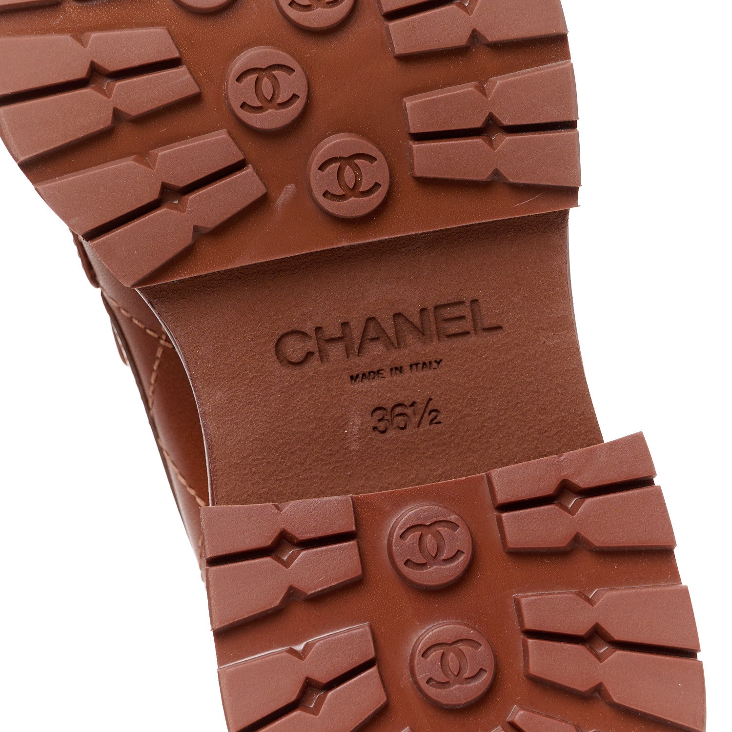 Chanel Calfskin Quilted CC Mocassin Loafers 36.5 Light Brown