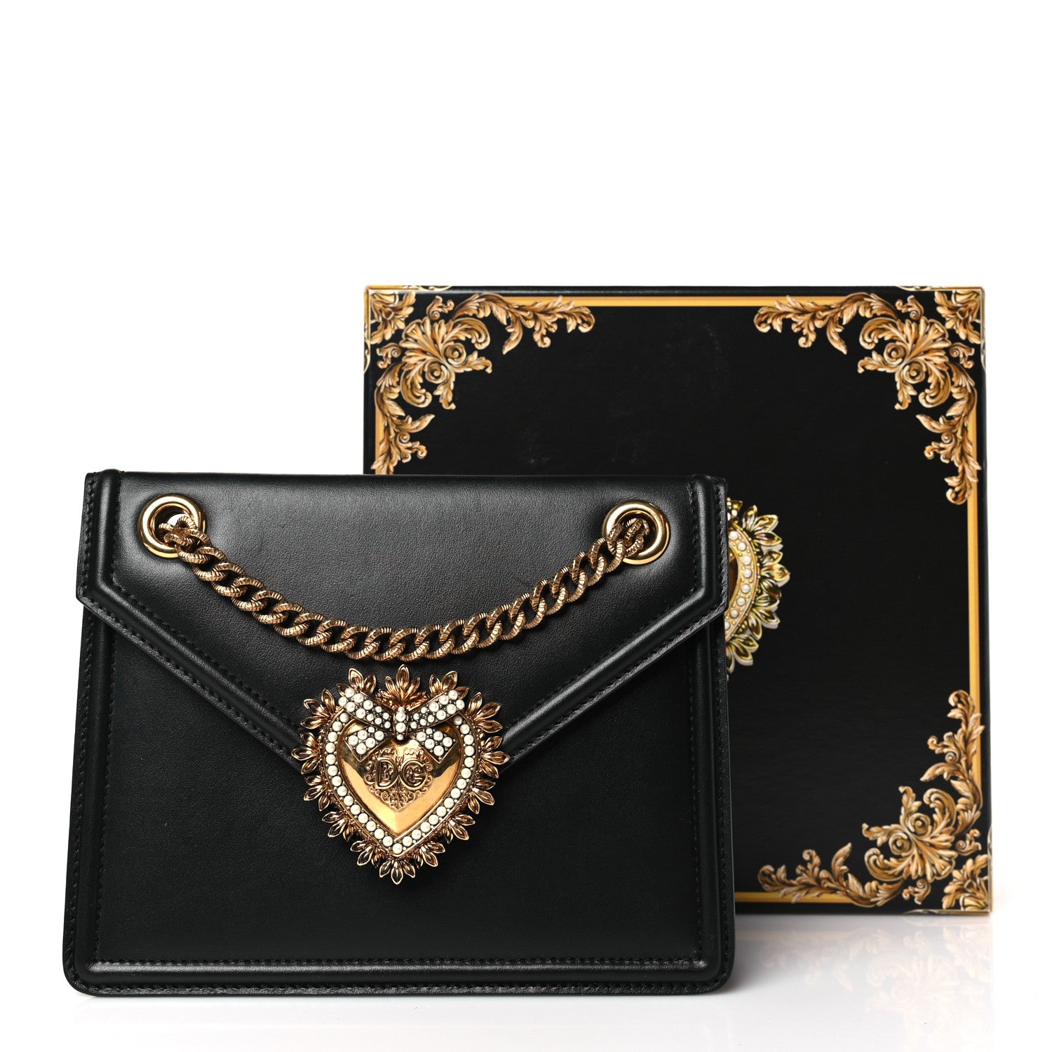 Dolce & Gabbana Smooth Calfskin Mini Devotion Envelope Bag Black 9 of 9