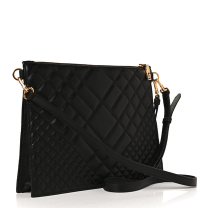 Versace Calfskin Quilted Large Tribute Icon Crossbody Pouch Black 4 of 12