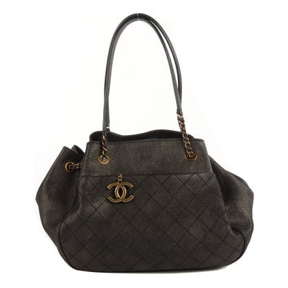 Chanel Iridescent Grained Calfskin Stitched Accordion Tote Dark Grey 1 of 7