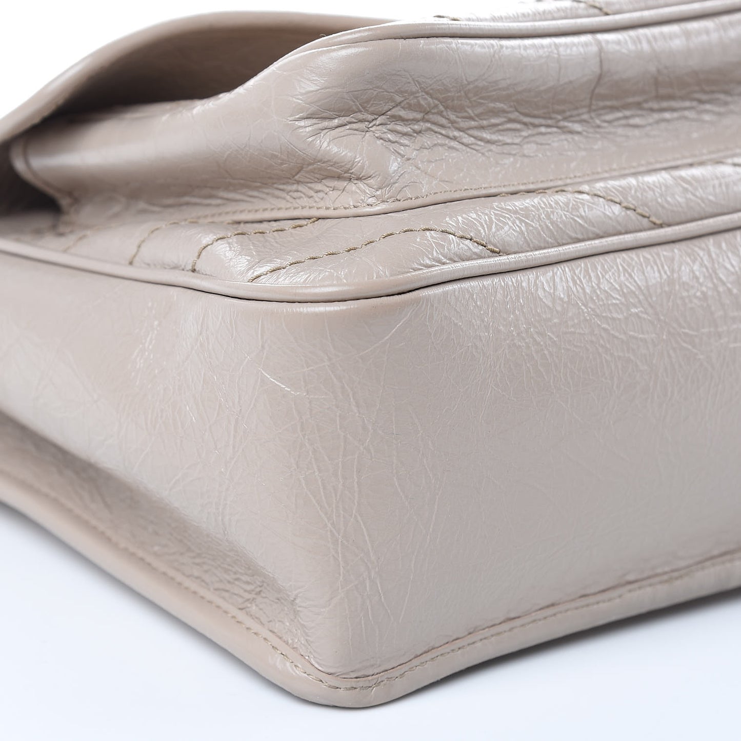 Crinkled Calfskin Matelasse Monogram Medium Niki Chain Satchel Light Natural