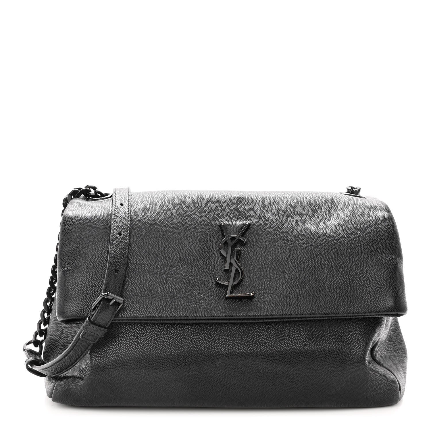 Saint Laurent Grain De Poudre Medium West Hollywood Monogram Fold-Over Black 1 of 10