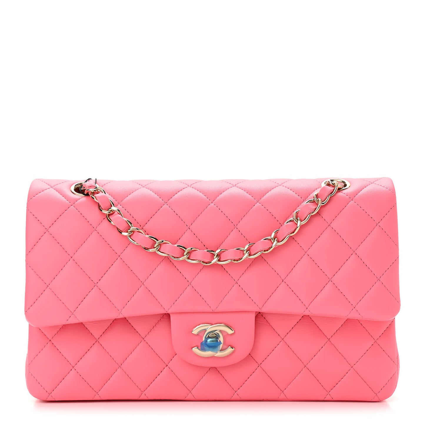 Lambskin Quilted Medium Double Flap Pink