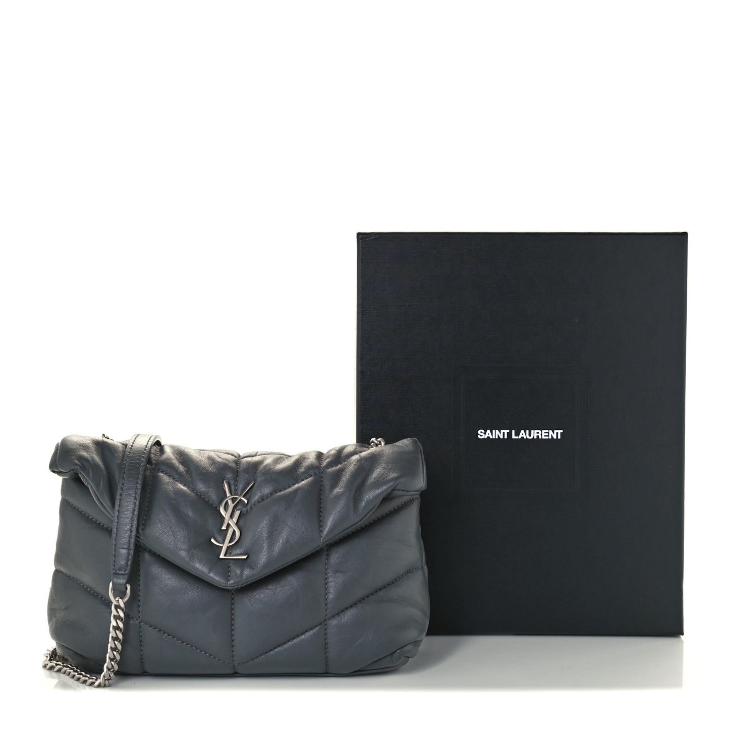 Lambskin Quilted Toy Loulou Puffer Monogram Chain Satchel Storm