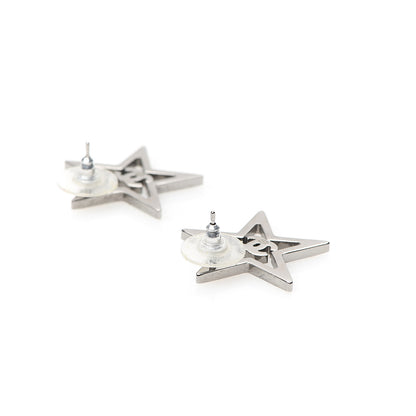 Chanel Ruthenium Crystal Star CC Earrings Iridescent Pink 3 of 5