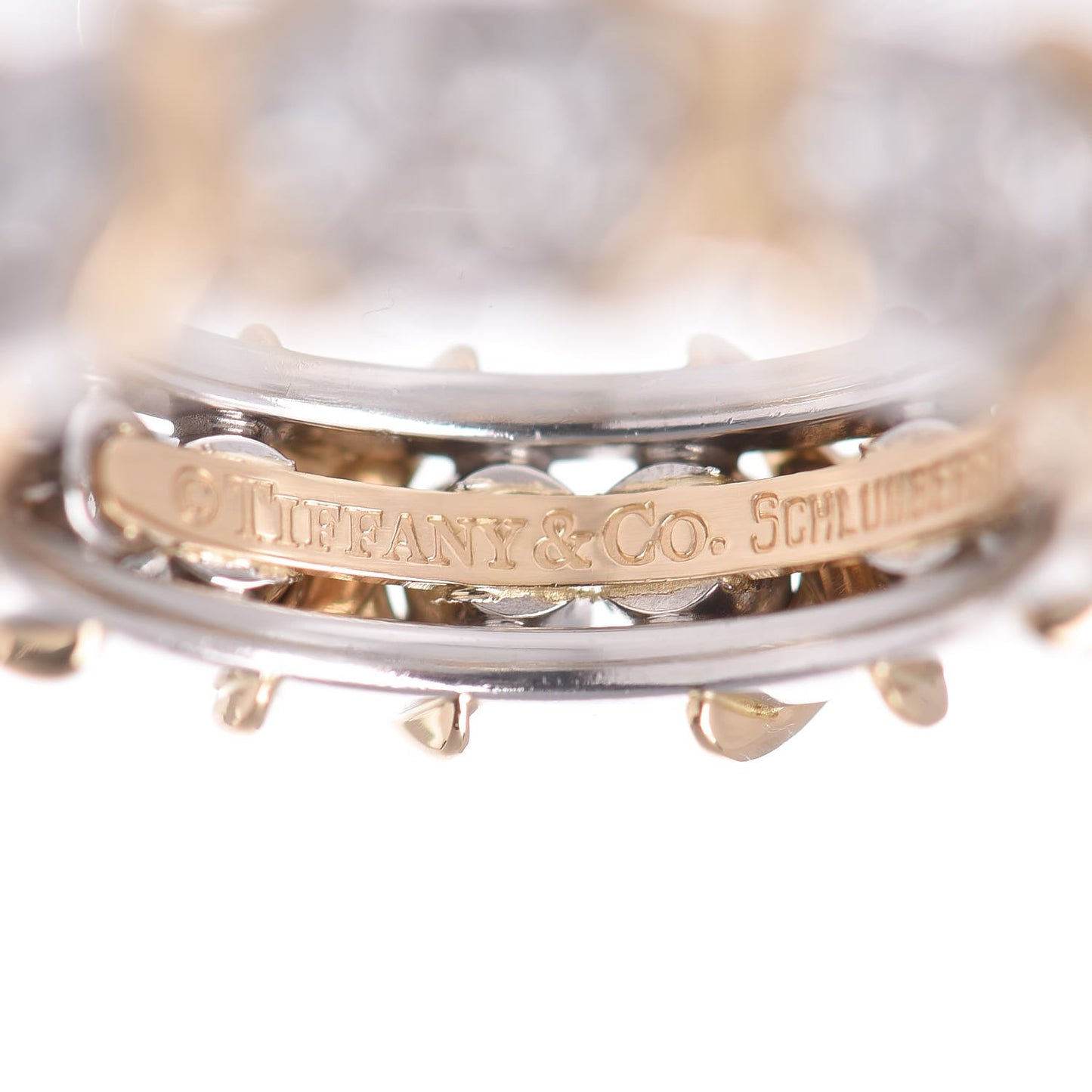18K Yellow Gold Platinum Diamond Schlumberger Sixteen Stone Ring 50 5.25