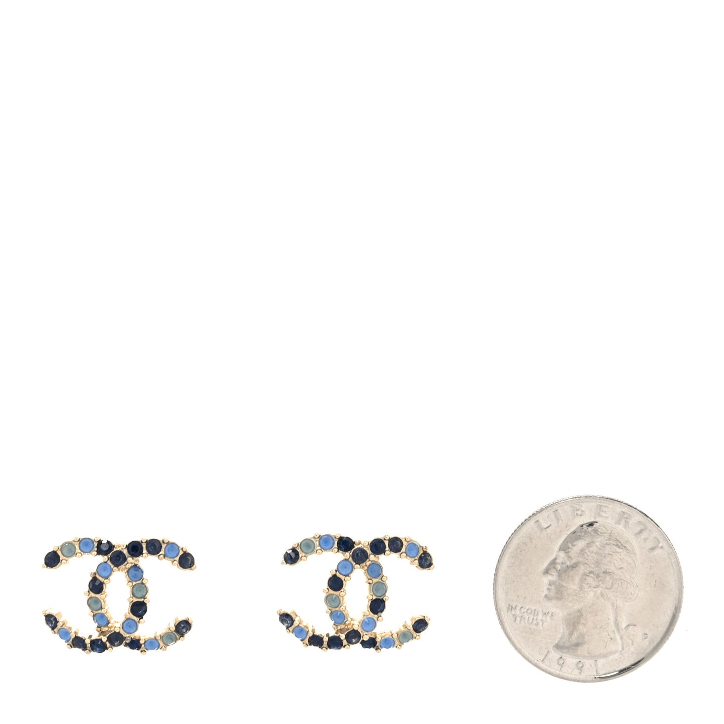 Crystal CC Earrings Gold Blue