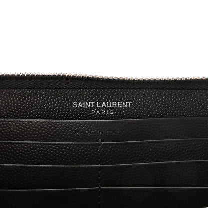 Saint Laurent Grain De Poudre Matelasse Chevron Monogram Zip Around Wallet Earth 6 of 7