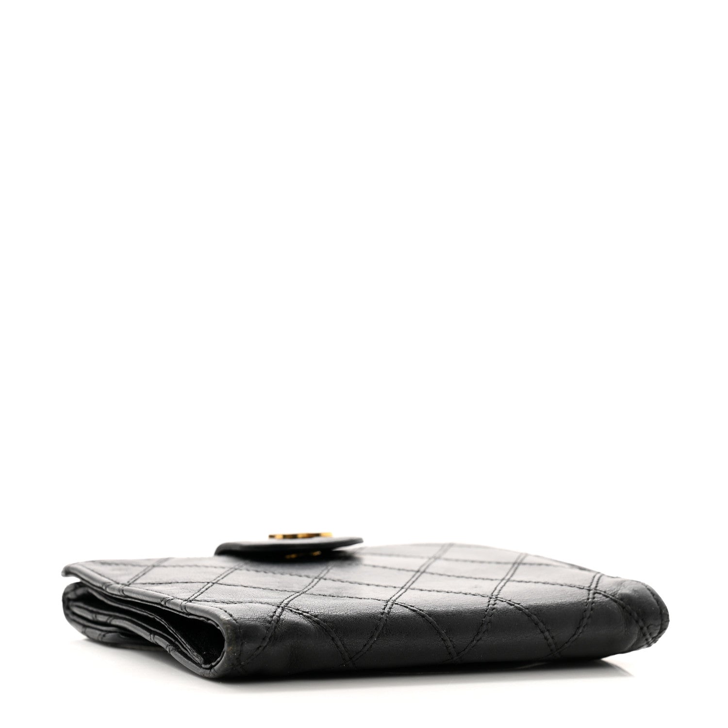 Chanel Lambskin Diamond Stitched Compact French Wallet Black 4 of 15
