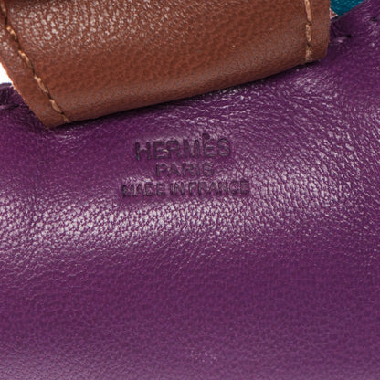 Hermes Milo Lambskin Grigri Rodeo Horse Bag Charm MM Anemone Bleu Izmir Fauve 3 of 3