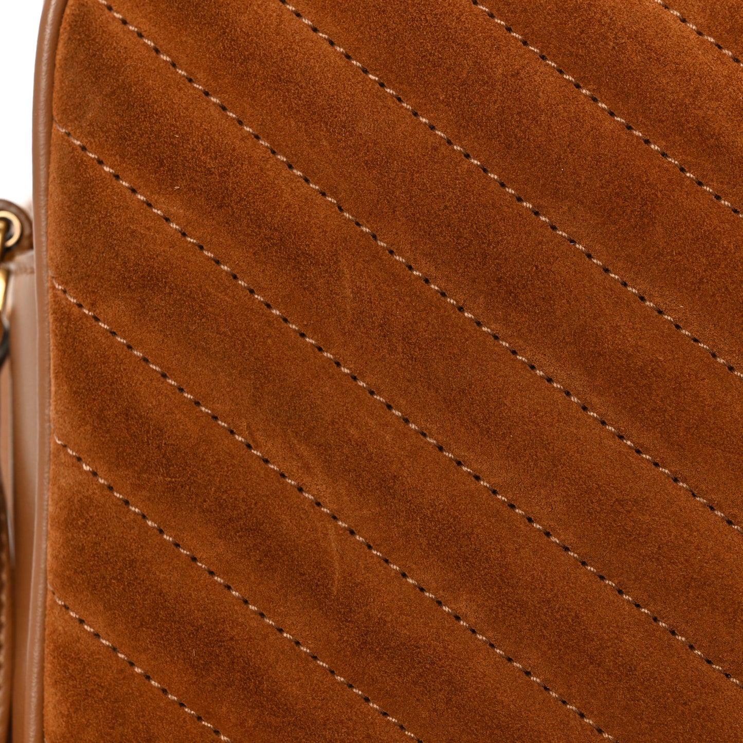 Suede Matelasse Monogram Lou Camera Bag Cinnamon