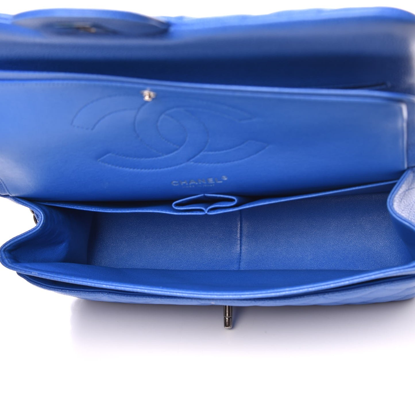 Caviar Quilted Jumbo Double Flap Blue