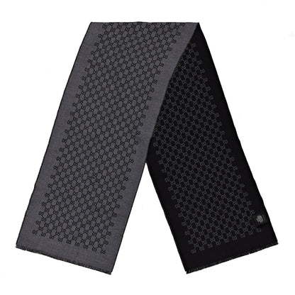 Gucci Wool Monogram Fringe Scarf Anthracite Black 3 of 5