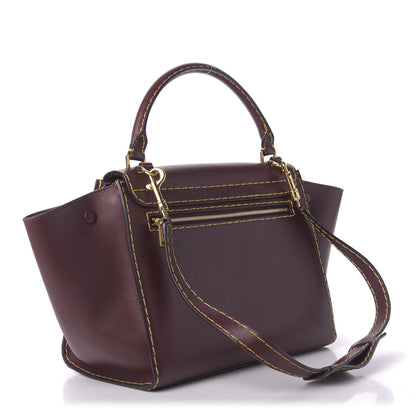 Celine Smooth Calfskin Yellow Stitching Medium Trapeze Burgundy 4 of 14