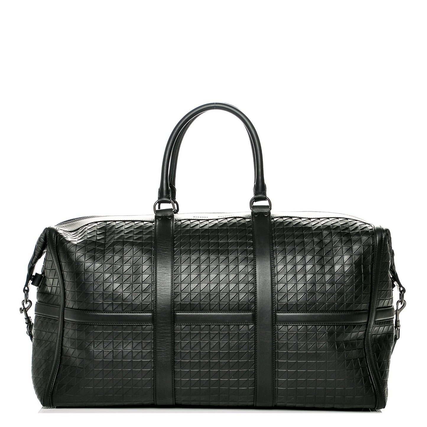 Calfskin Triangle Embossed Travel Bag Black
