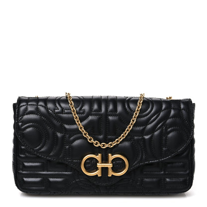 Salvatore Ferragamo Calfskin Quilted Gancini Mini Bag Black 1 of 11