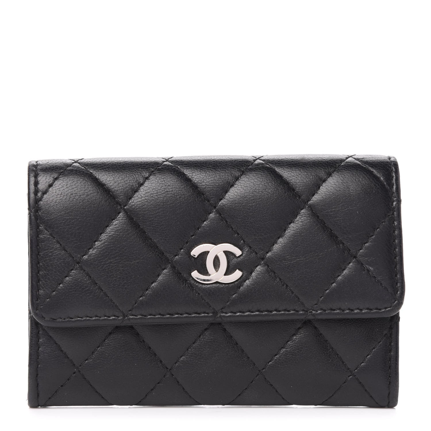 Chanel Lambskin Quilted Flap Card Holder Black 1 of 7