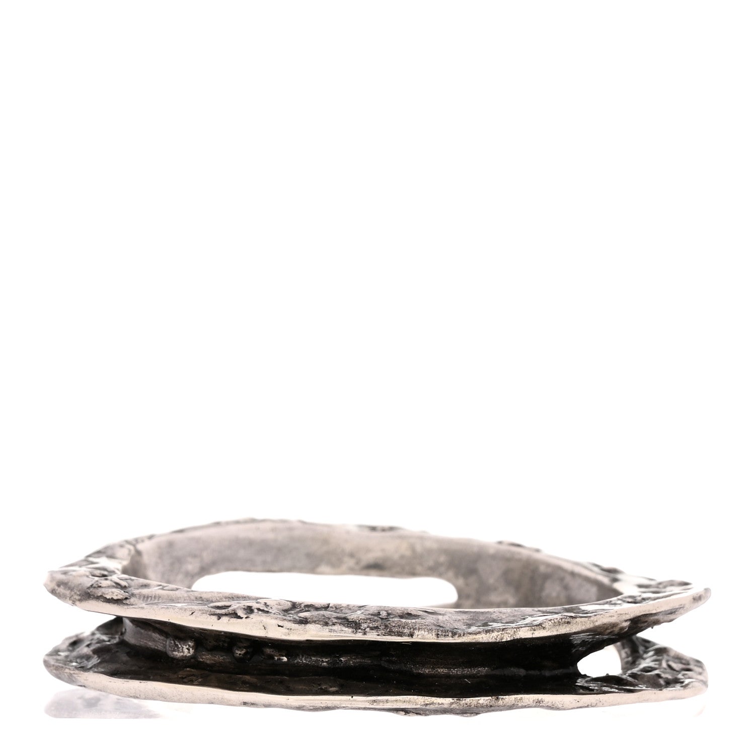 Saint Laurent Metal Hammered Bangle Bracelet Silver 3 of 4
