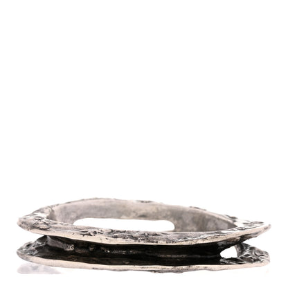 Saint Laurent Metal Hammered Bangle Bracelet Silver 3 of 4