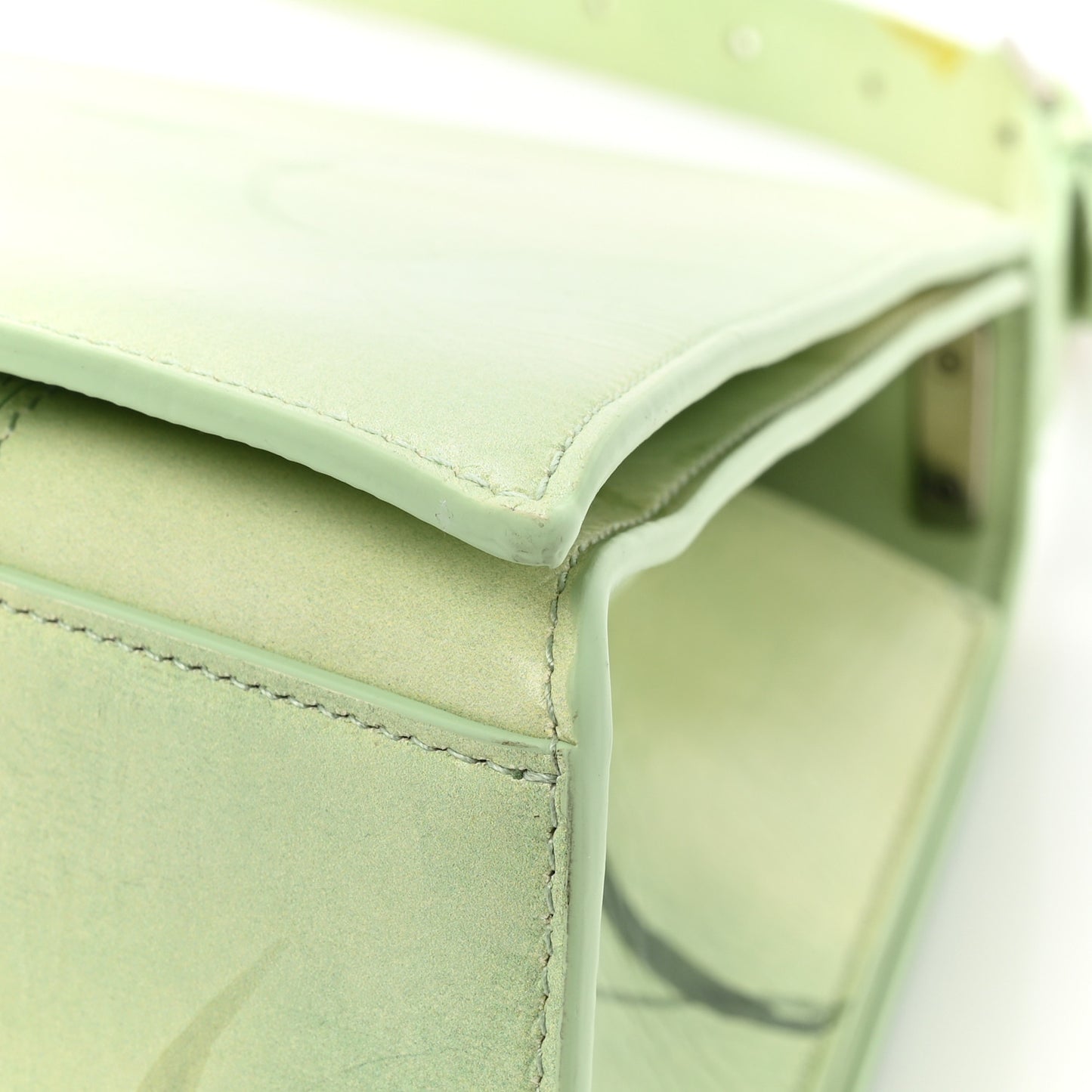 Shiny Paper Calfskin Floral Printed Large Crush Sling Bag Green