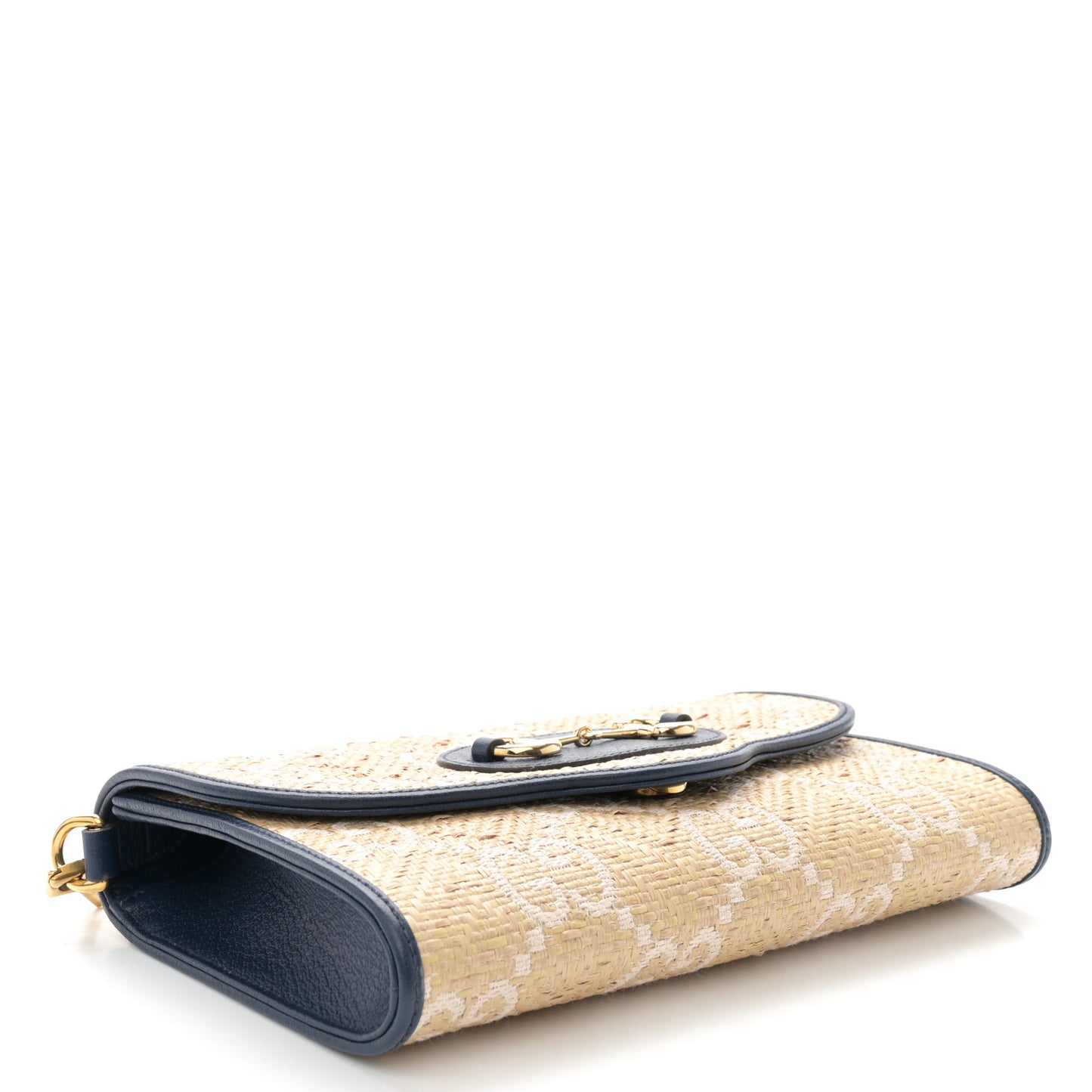 Raffia Textured Dollar Calfskin GG Monogram Web Small Horsebit 1955 Crossbody Bag