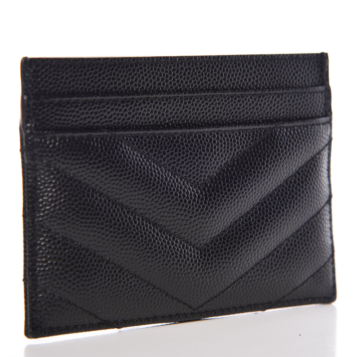 Grain De Poudre Matelasse Chevron Monogram Credit Card Case Black