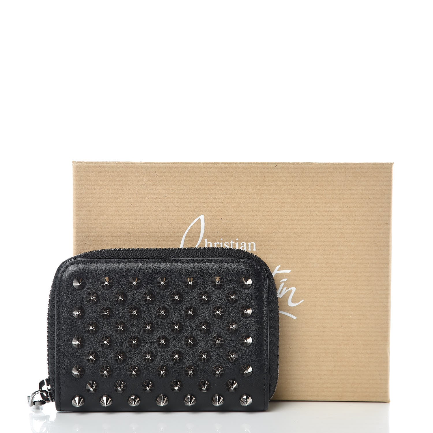 Christian Louboutin Calfskin Spiked Panettone Coin Purse Black 9 of 9