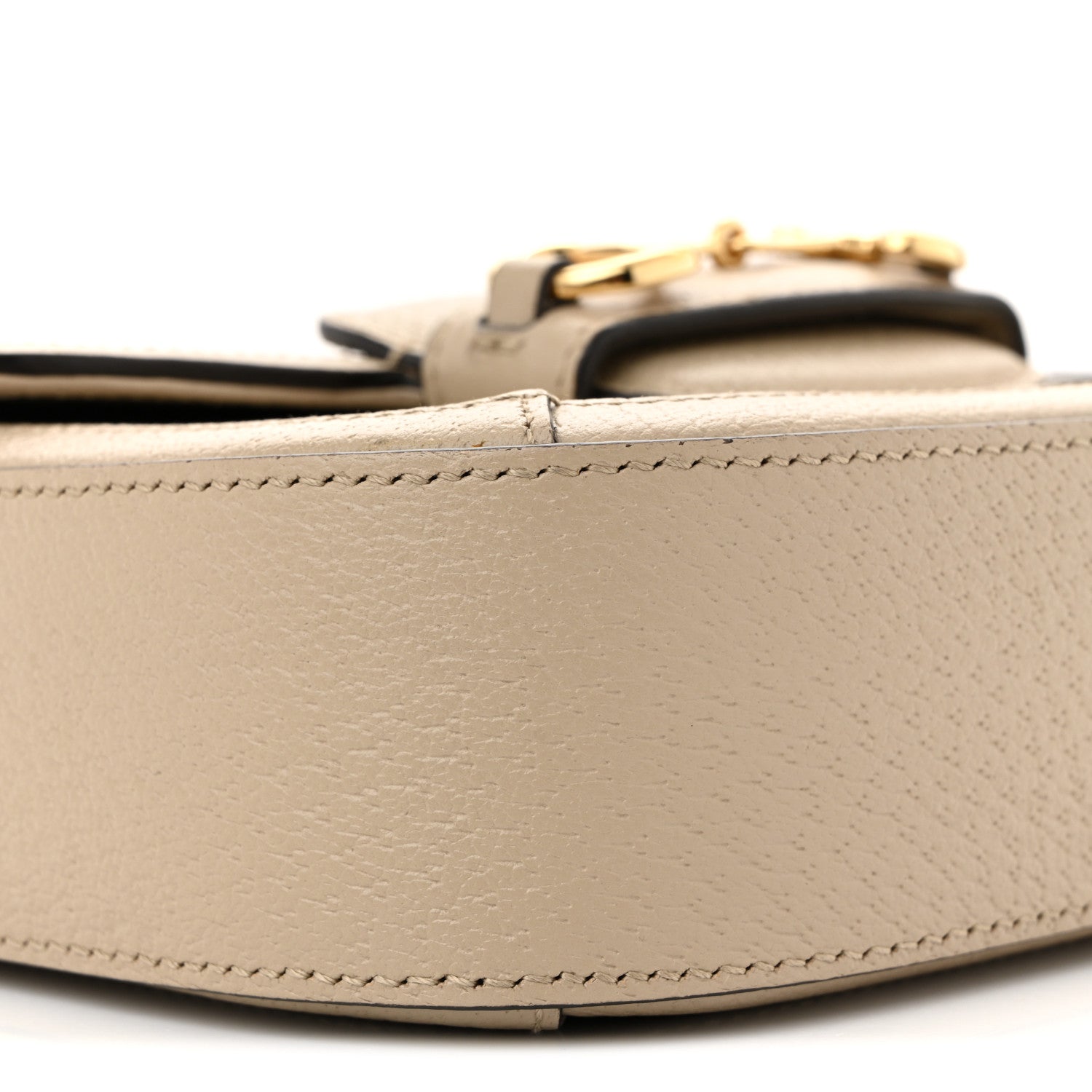 Gucci GG Supreme Monogram Textured Dollar Calfskin Web Mini Horsebit 1955 Shoulder Bag Beige Mystic White Oatmeal 9 of 12