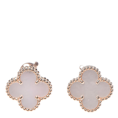 Van Cleef & Arpels 18K Rose Gold Mother of Pearl Vintage Alhambra Earrings 1 of 7