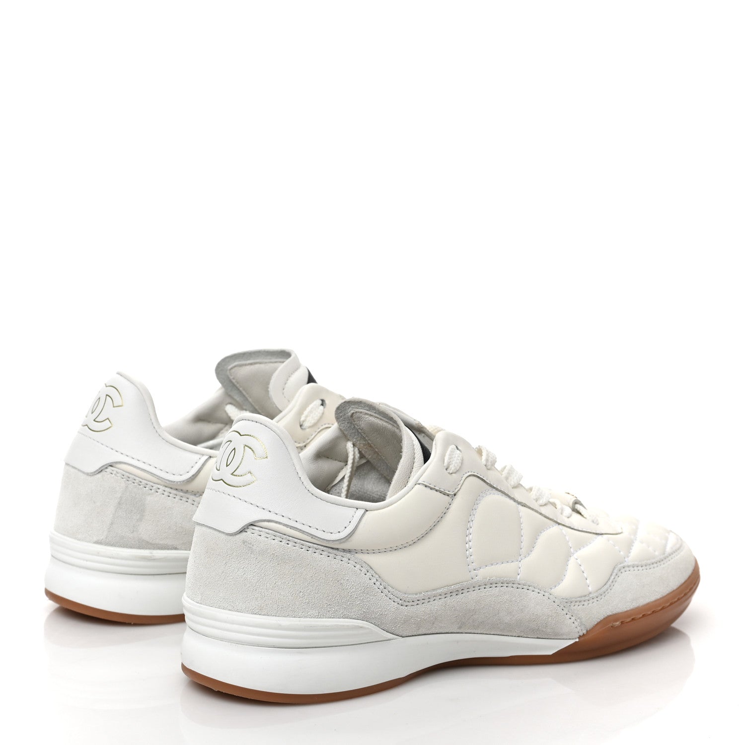 Chanel Suede Calfskin Quilted Sneakers 36 White 4 of 9