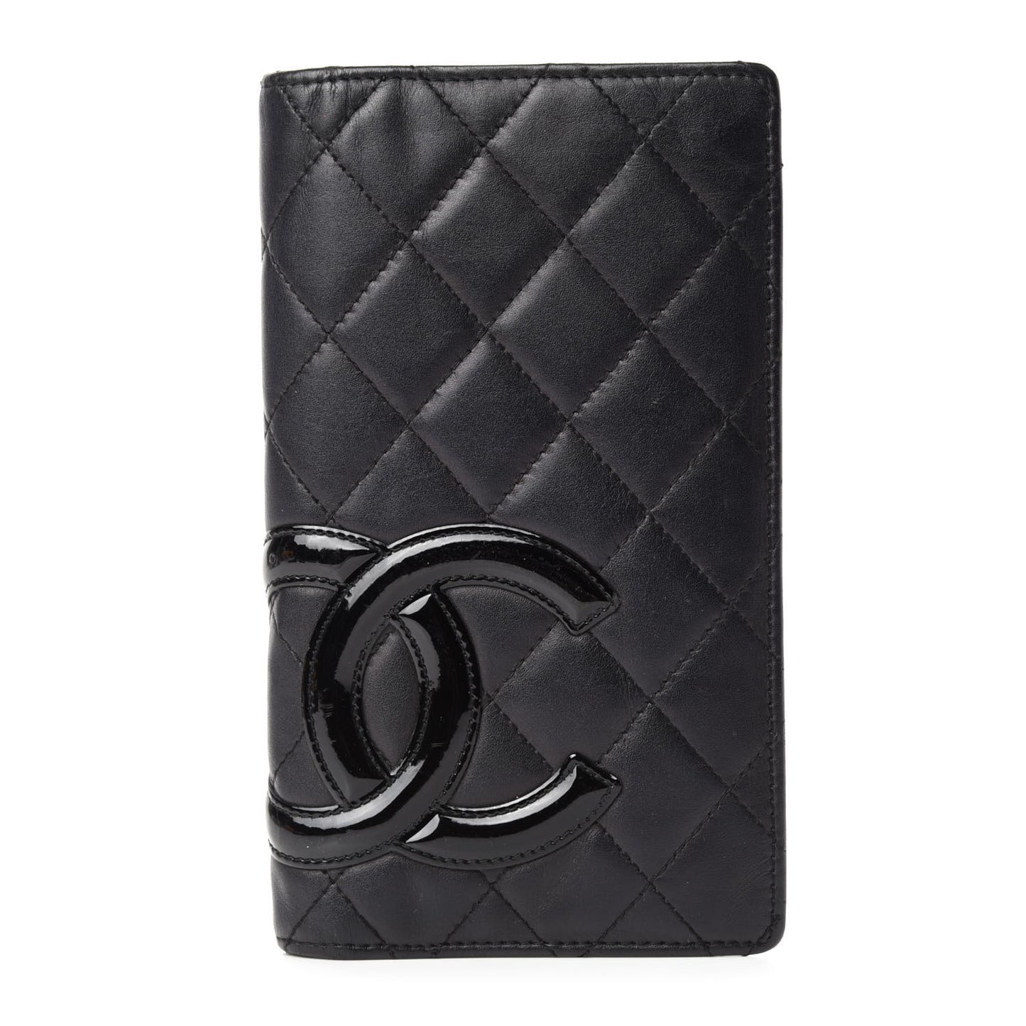 Calfskin Quilted Cambon Yen Wallet Black