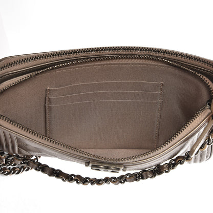 Chanel Metallic Caviar Quilted Small Boy Clutch With Chain Copper 9 of 10