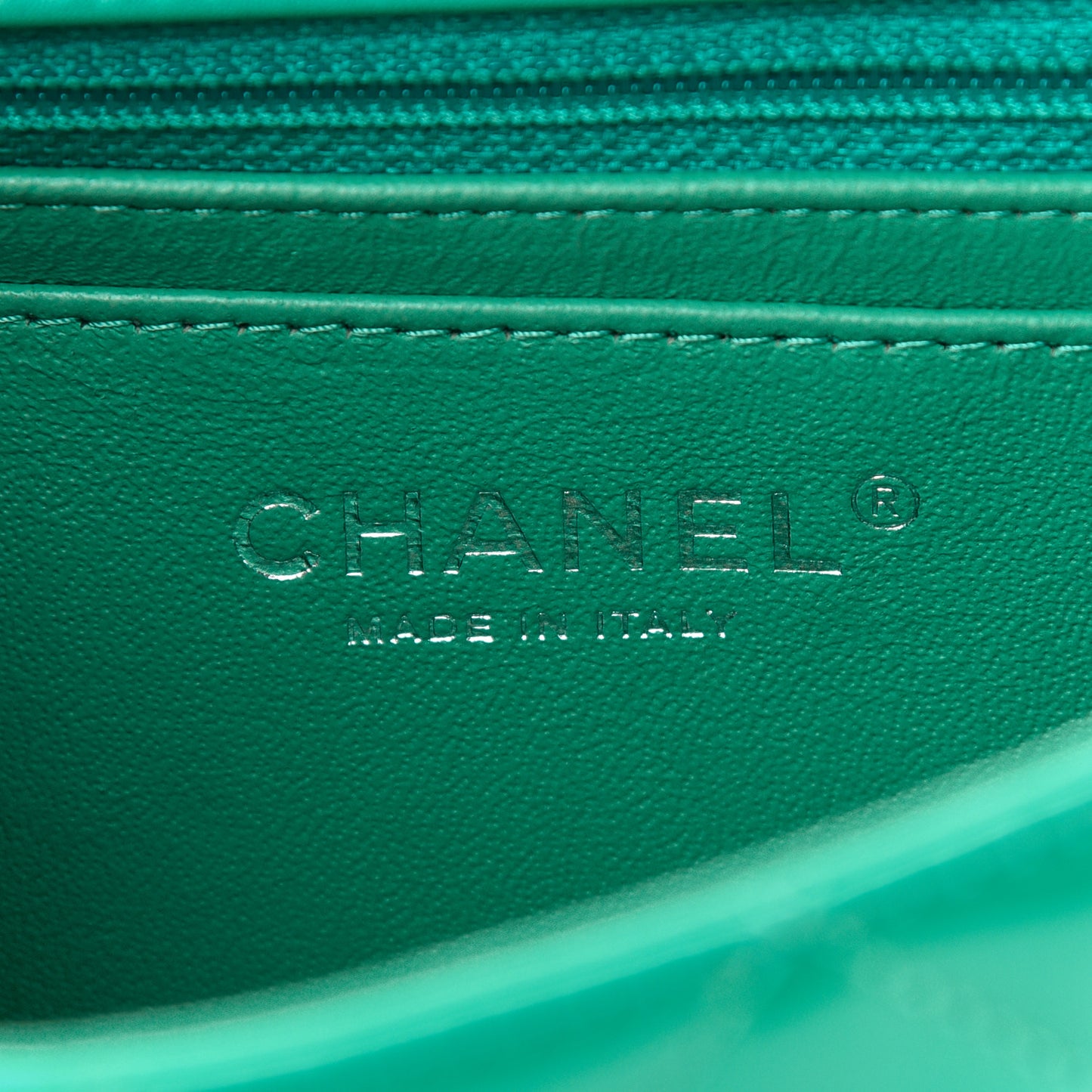 Patent Quilted Mini Rectangular Flap Turquoise