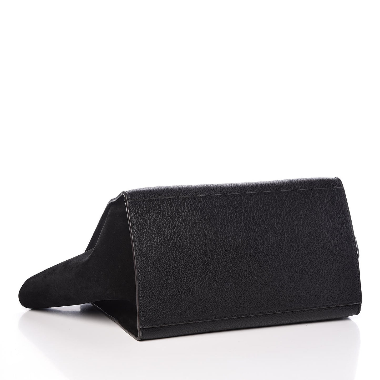 Drummed Calfskin Suede Small Trapeze Black