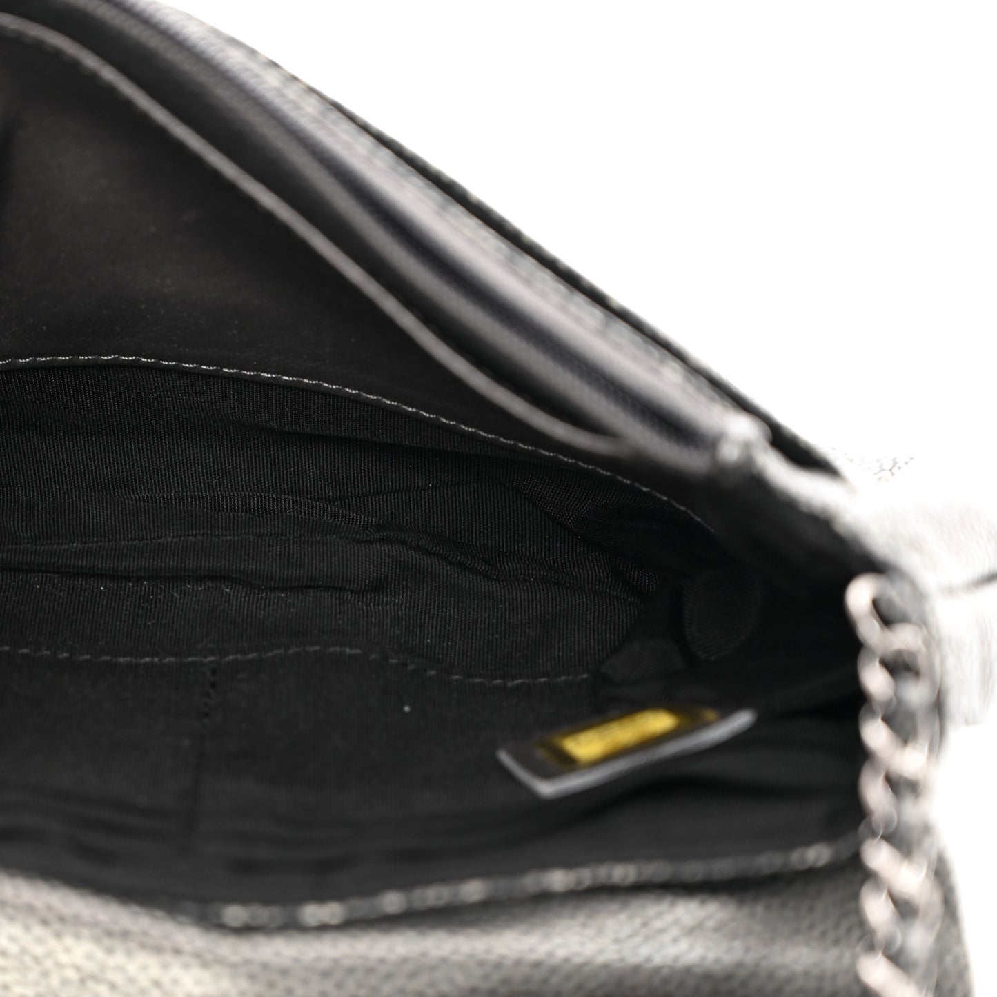 Metallic Caviar Half Moon Wallet On Chain WOC Dark Silver