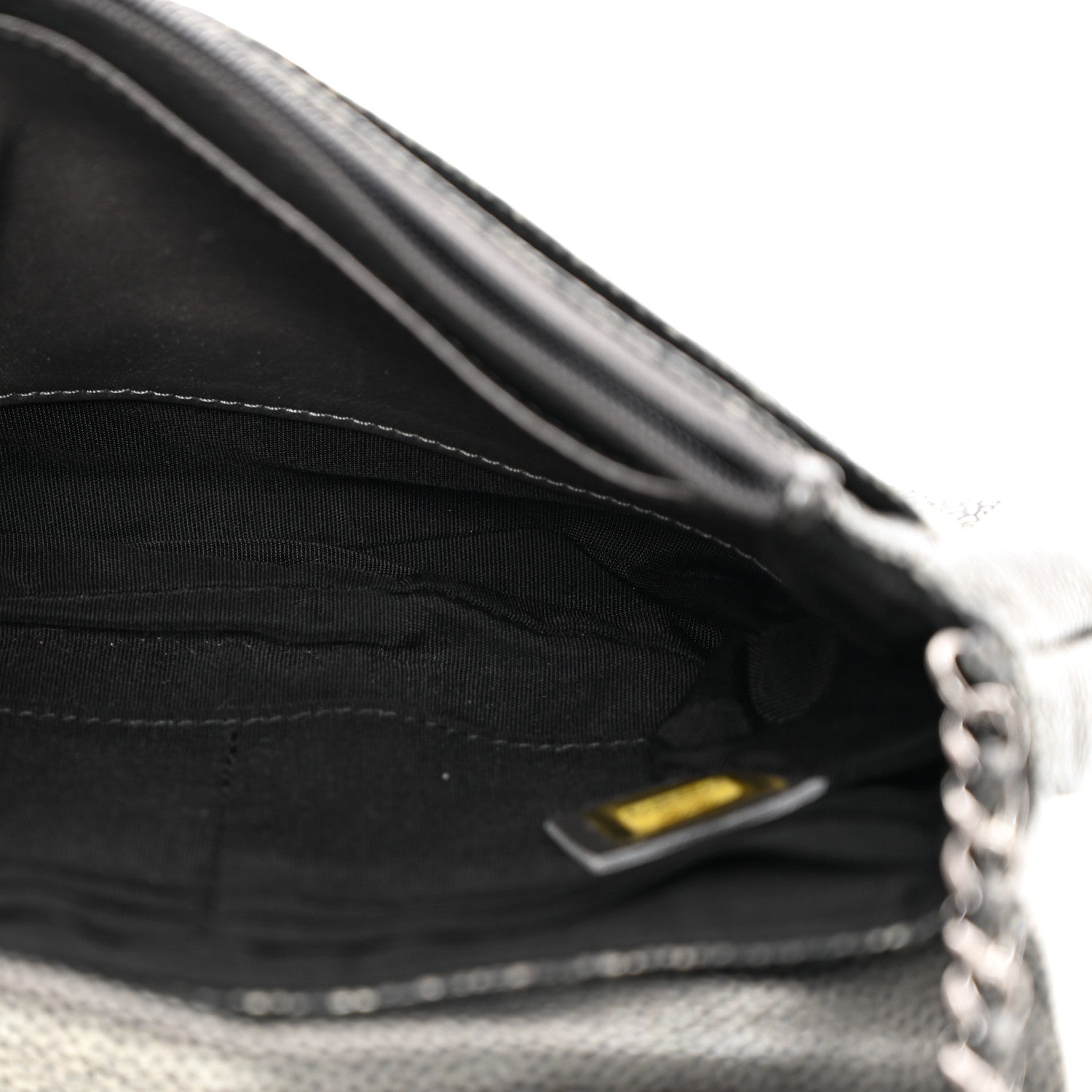 Chanel Metallic Caviar Half Moon Wallet On Chain WOC Dark Silver 5 of 11