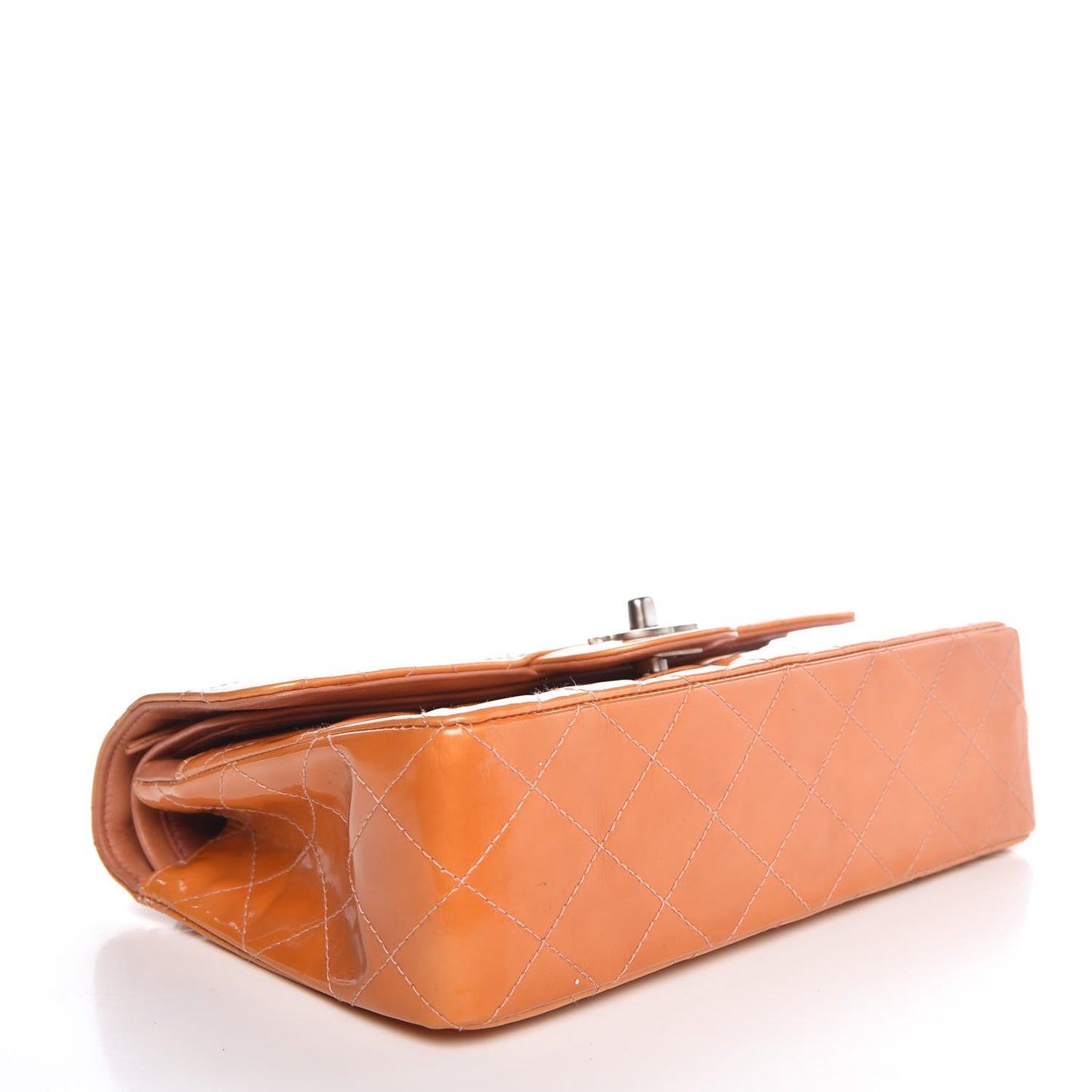 Patent Quilted Small Double Flap Orange