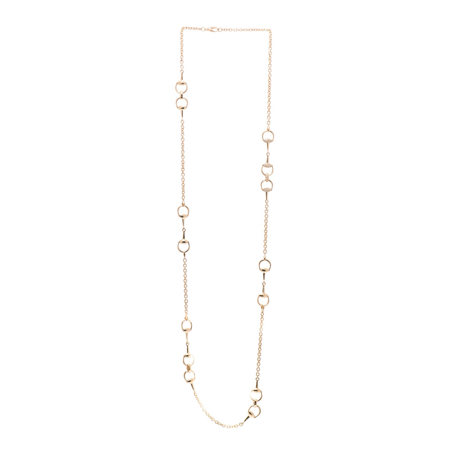 Gucci 18K Yellow Gold Diamond Horsebit Link Necklace 3 of 5
