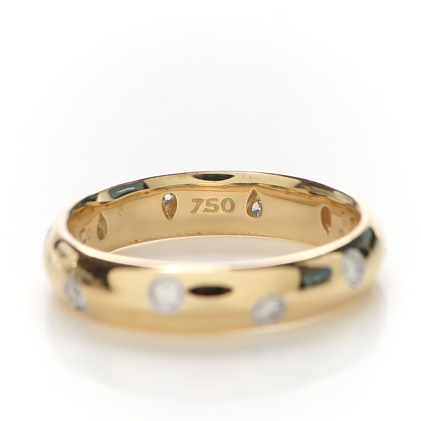18K Yellow Gold Platinum Diamond 4mm Etoile Band Ring 54 6.75