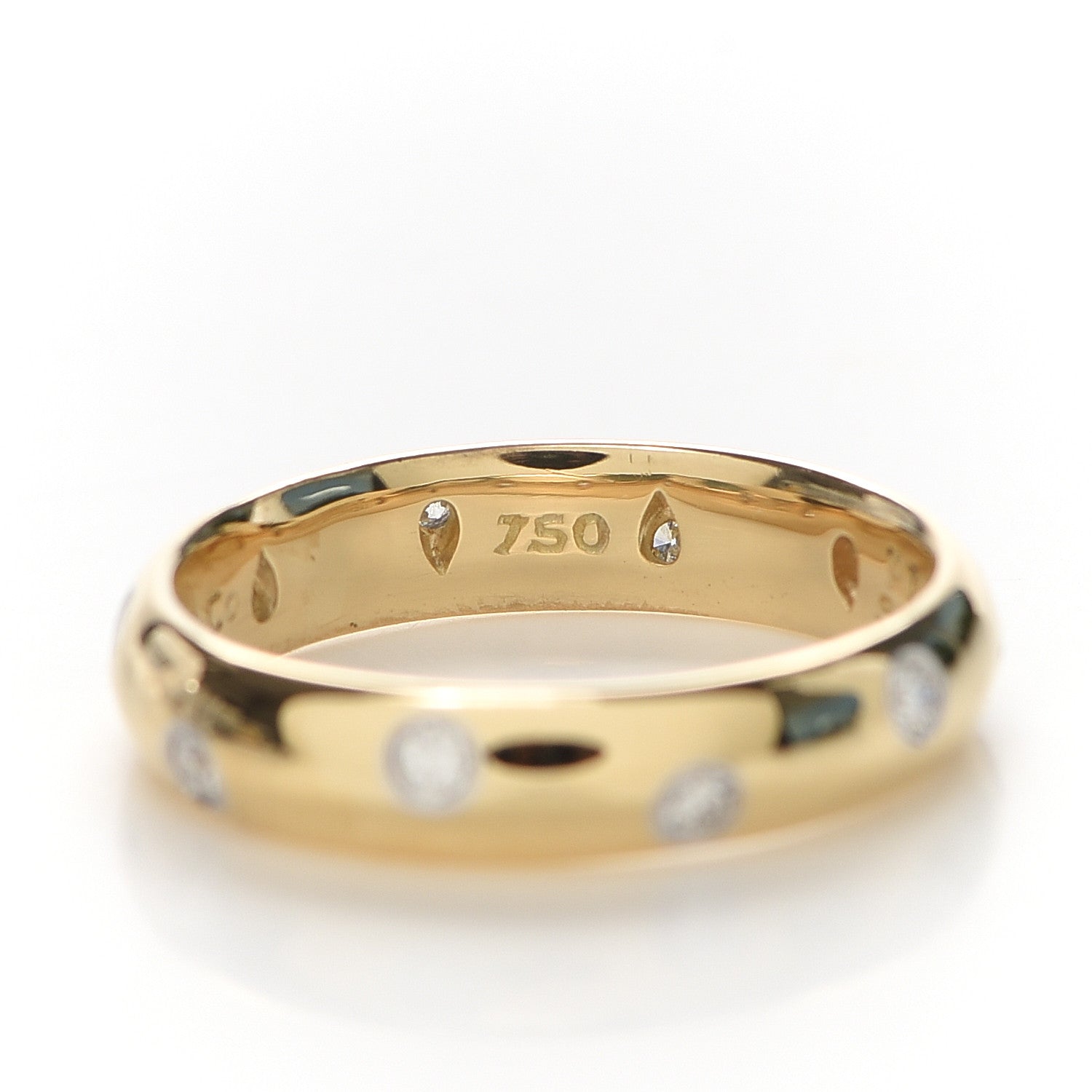 Tiffany 18K Yellow Gold Platinum Diamond 4mm Etoile Band Ring 54 6.75 5 of 7