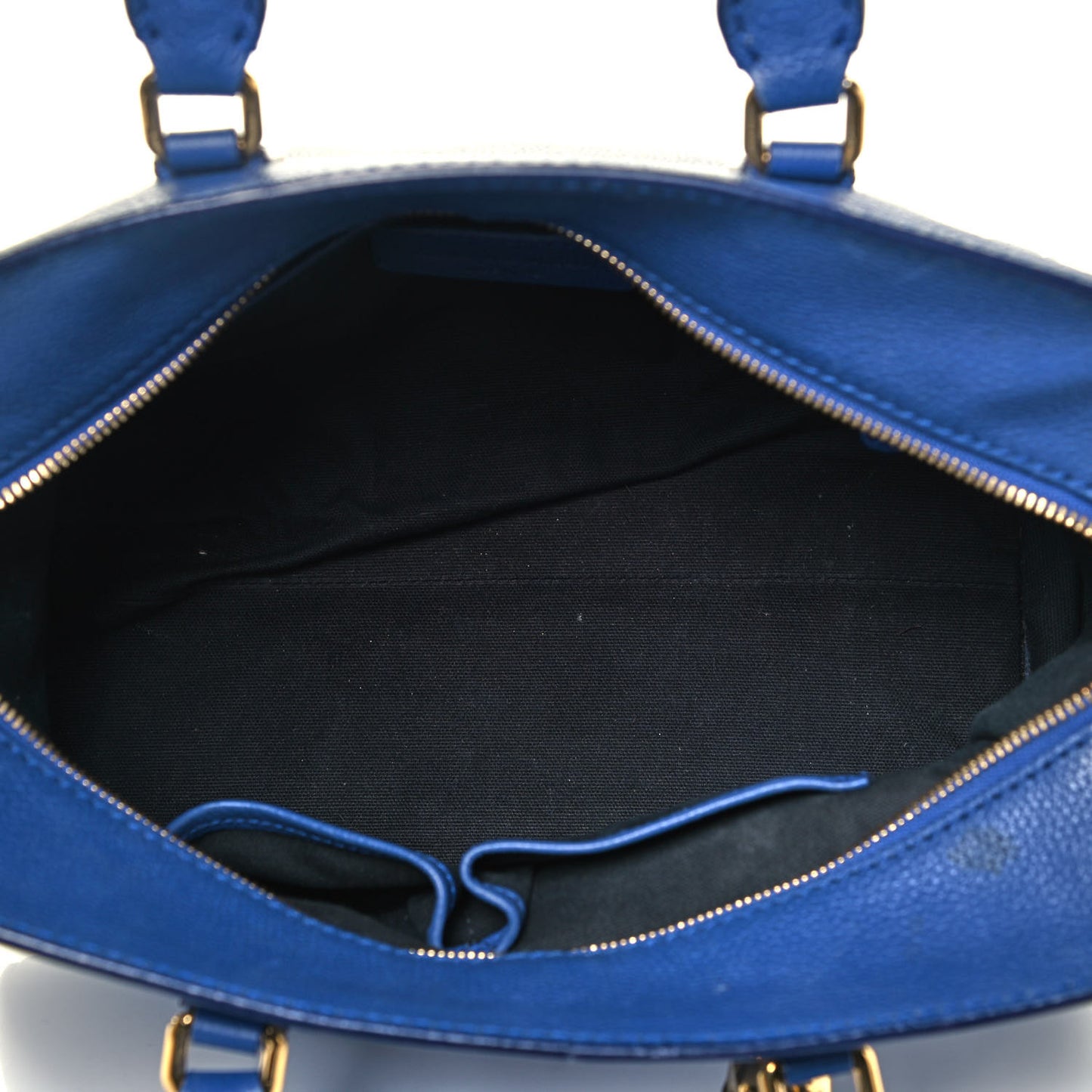 Pebbled Calfskin Small Skull Padlock Zip Around Tote Ultramarine