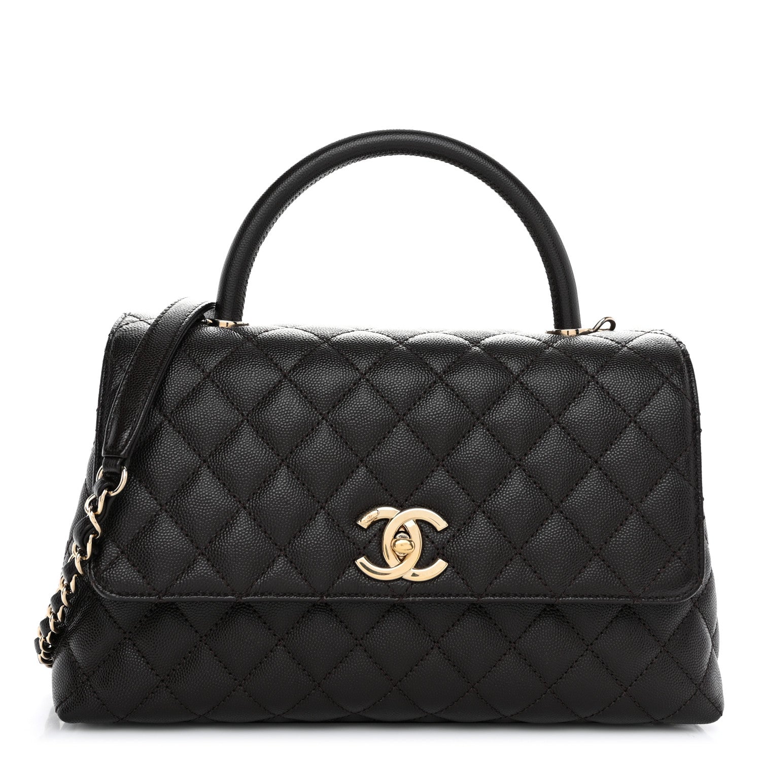 Chanel Caviar Quilted Small Coco Handle Flap Dark Brown 1 of 11
