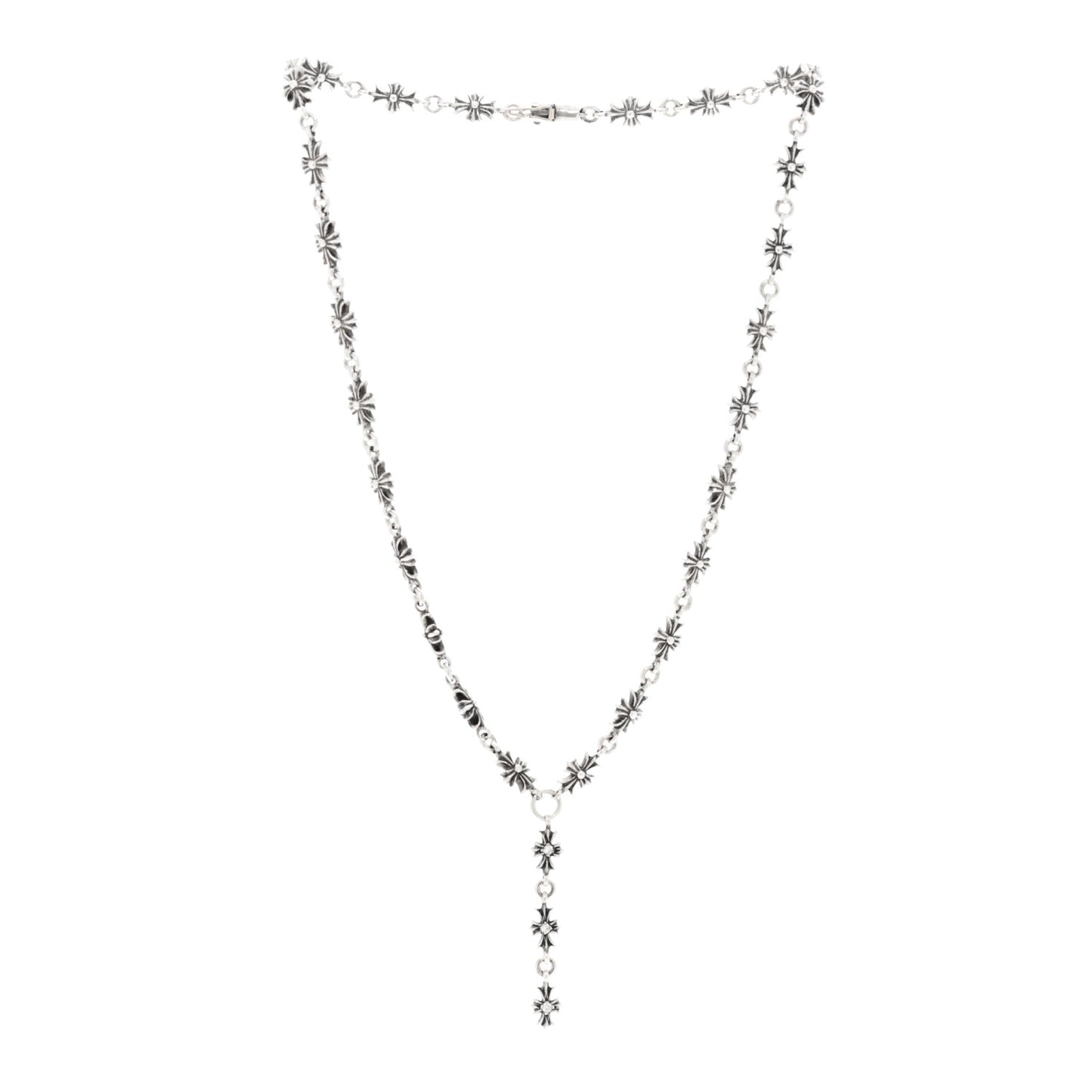 Sterling Silver Diamond Tiny Cross Link Necklace