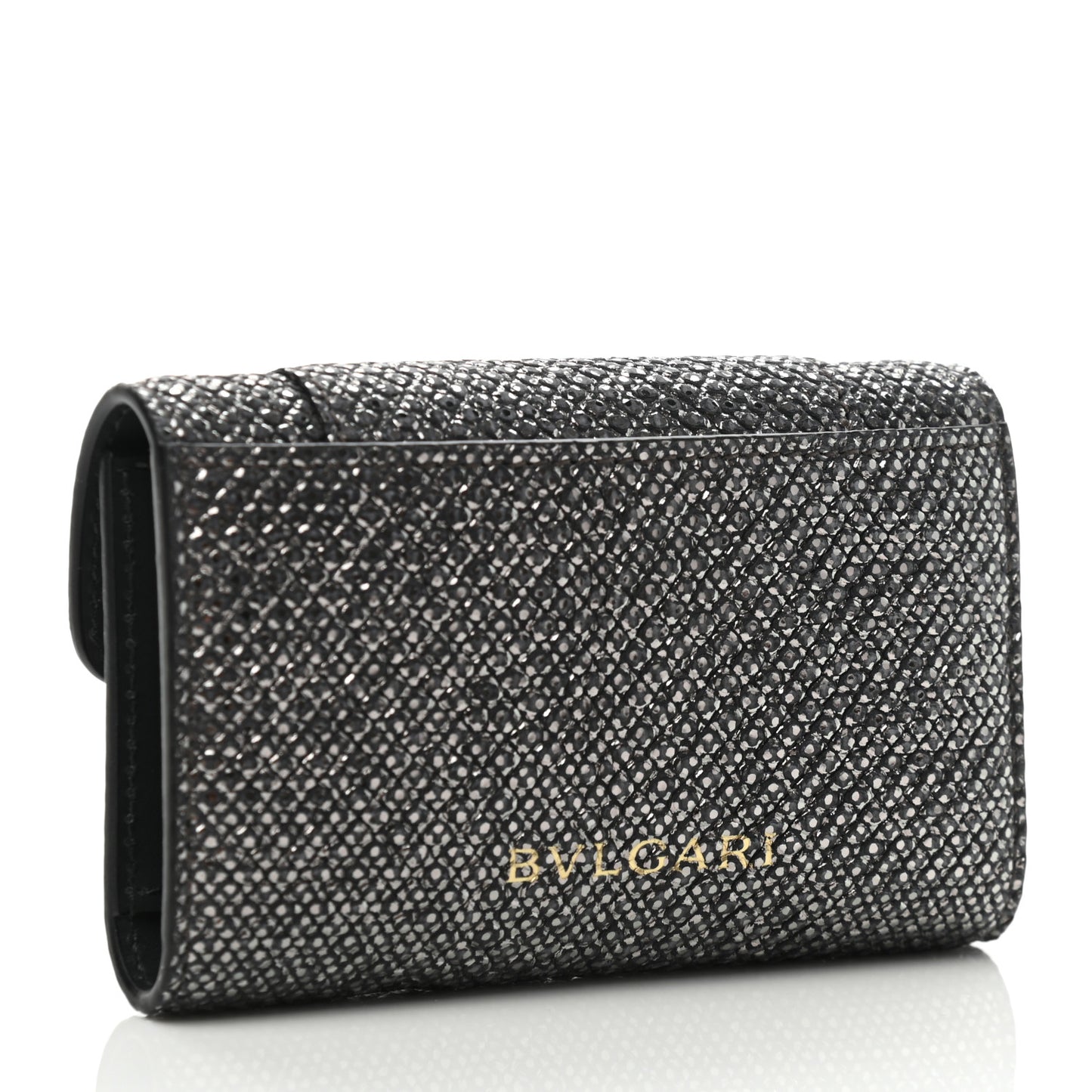 Karung Calfskin Serpenti Forever Key Holder Wallet Charcoal
