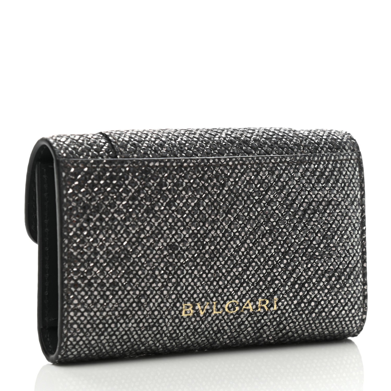 Bulgari Karung Calfskin Serpenti Forever Key Holder Wallet Charcoal 3 of 6
