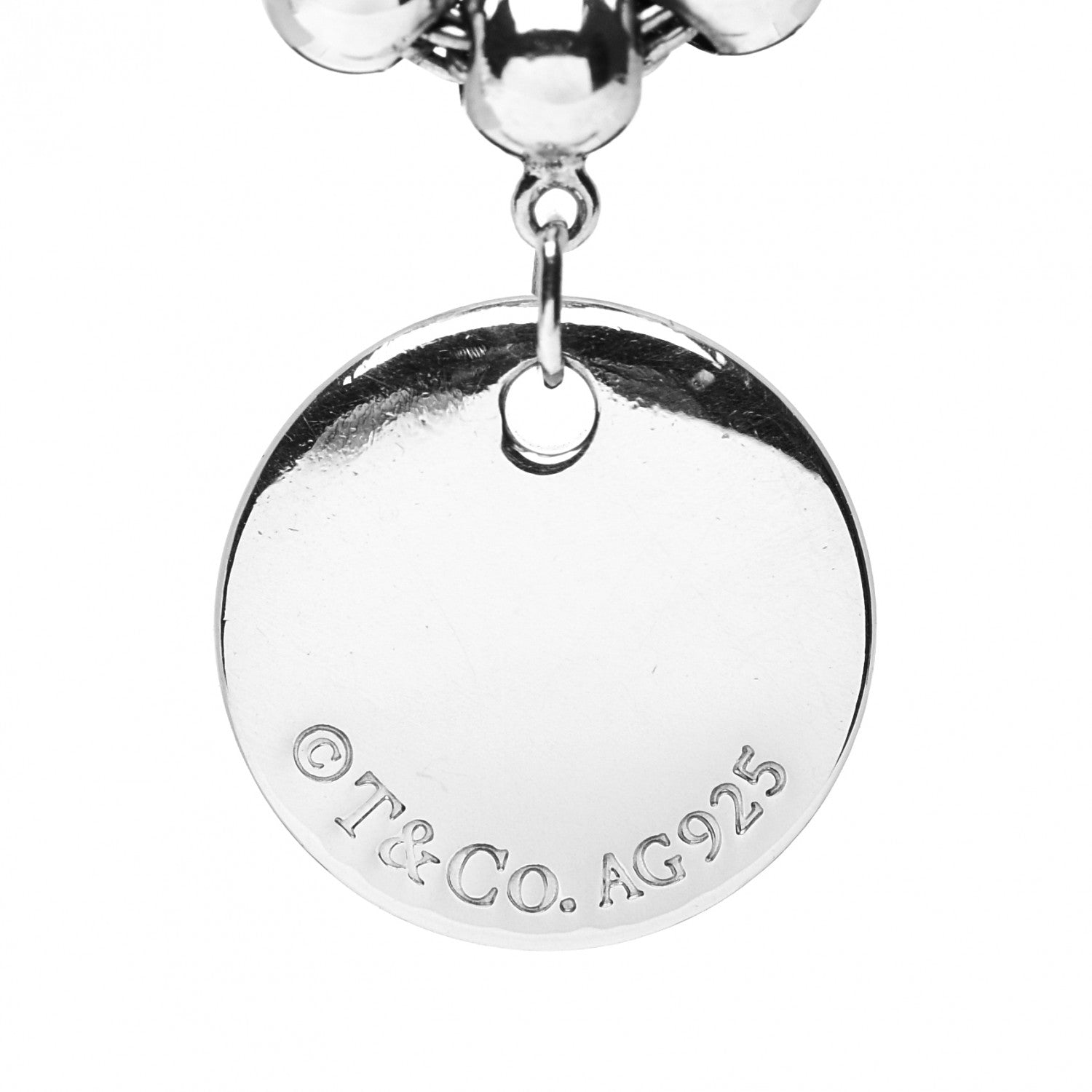 Tiffany Sterling Silver 4mm I Love You Round Tag Bead Bracelet 3 of 4